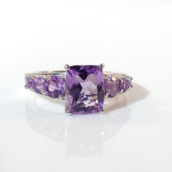 African Amethyst Ring Sterling Silver Size 9 - Picture 3 of 10